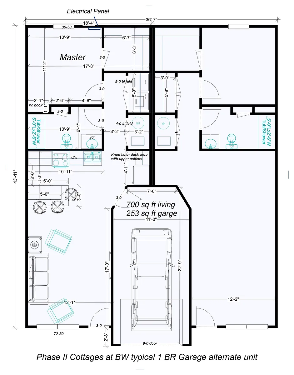 Floor plan 1 Bed with Garage