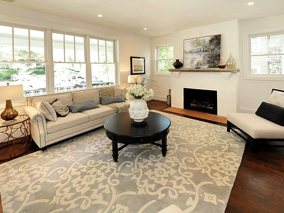 Living room with gas fp