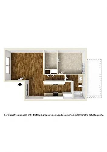 Floor plan 1 Bedroom, 1 Bathroom Plan C