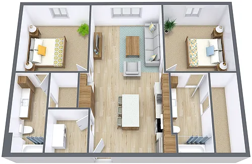 Floor plan Two Bedroom 22A