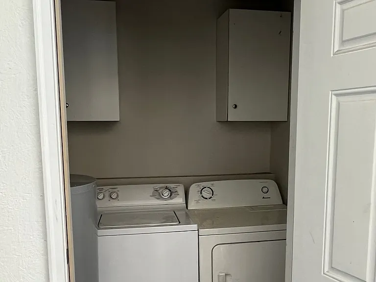 Laundry hook-ups for your washer and dryer or borrow the ones seen here during lease period.