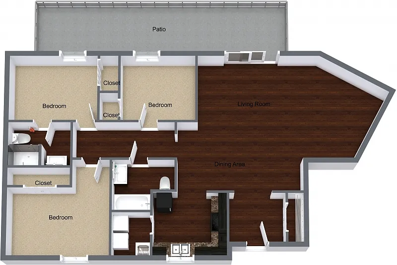 Floor plan Three Bedroom Rooftop Apartment