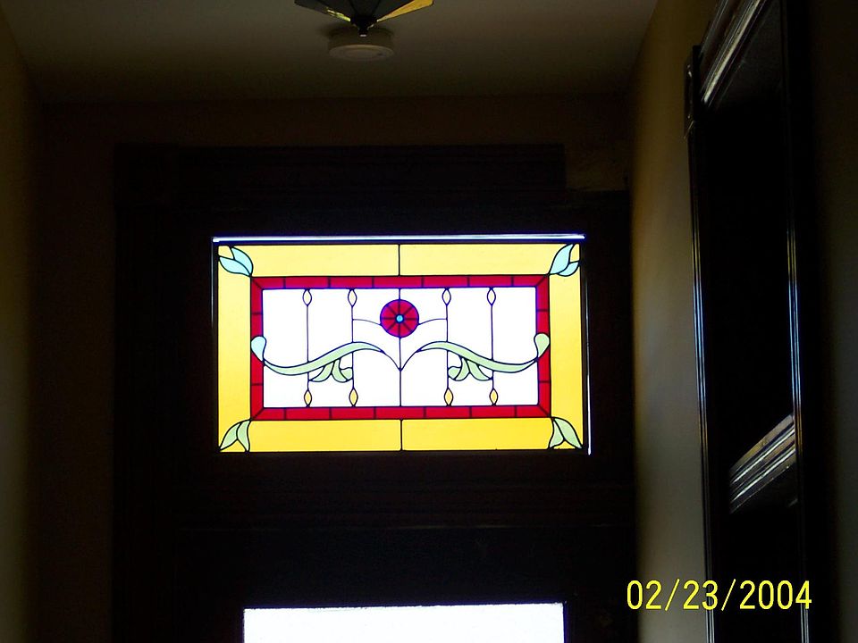 Stained glass rear hallway transom