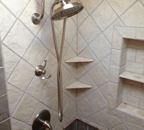 Natural Stone walk-in shower