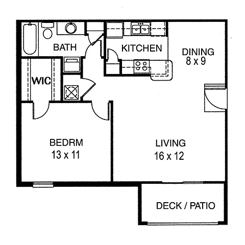Floor plan 1 Bedroom, 1 Bathroom