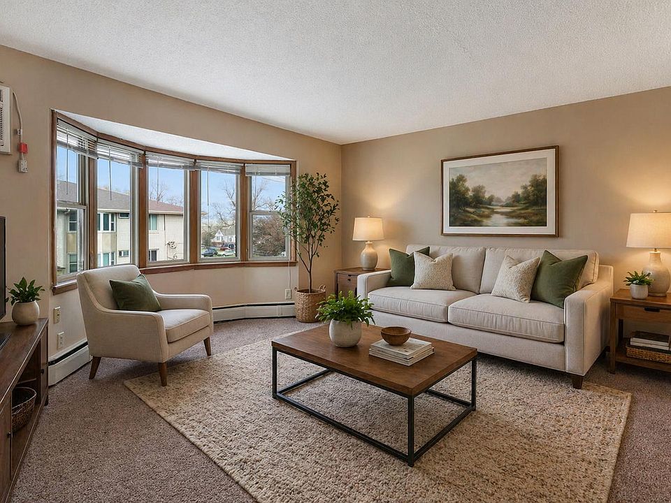 Furnished Living Room with Bay Window