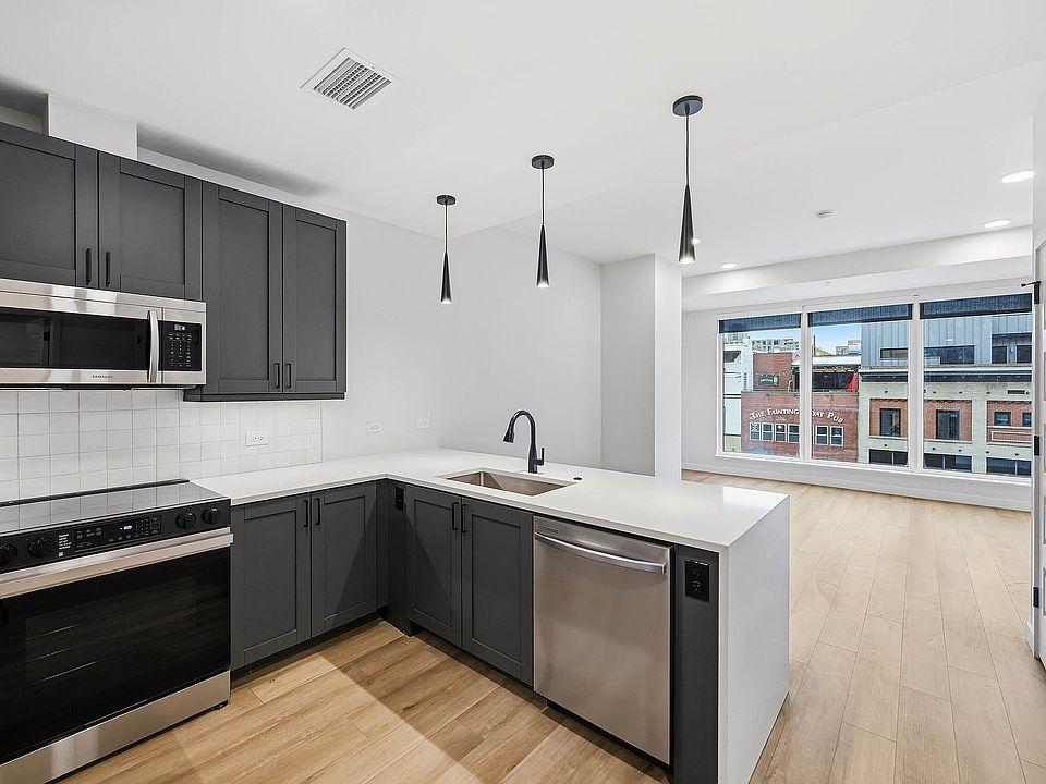Modern kitchen with stainless steel appliances