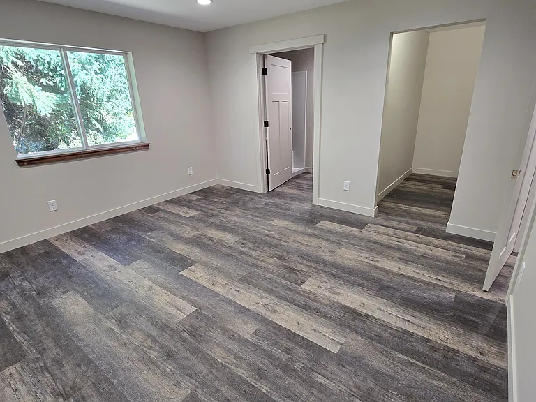 Master bed with walk-in closet and master bath