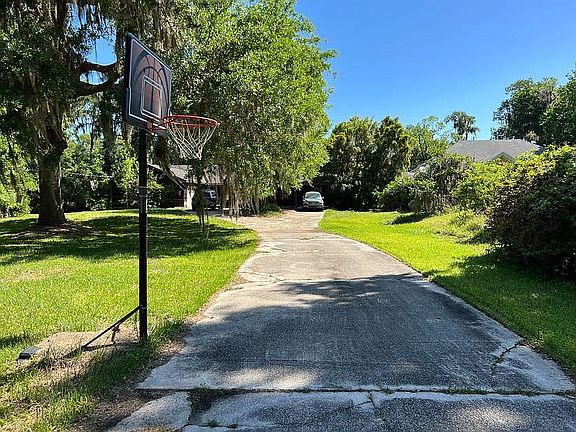 basketball hoop in driveway