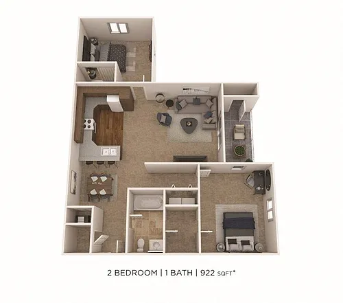 Floor plan Two Bedroom- 922 sqft
