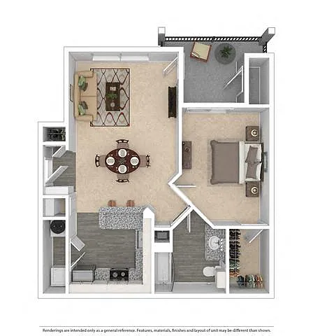 Floor plan A1CR 1Bd 1 Ba Heritage
