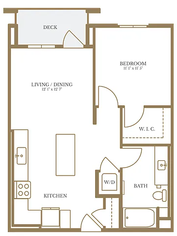 Floor plan 1 Bed/1 Bath-2C