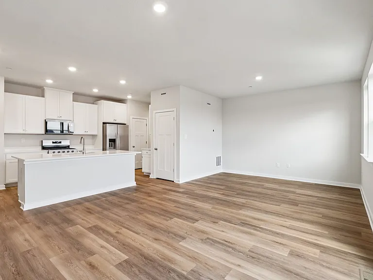 Kitchen with large central island, Pantry closet