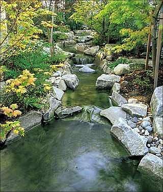 Pond through courtyard