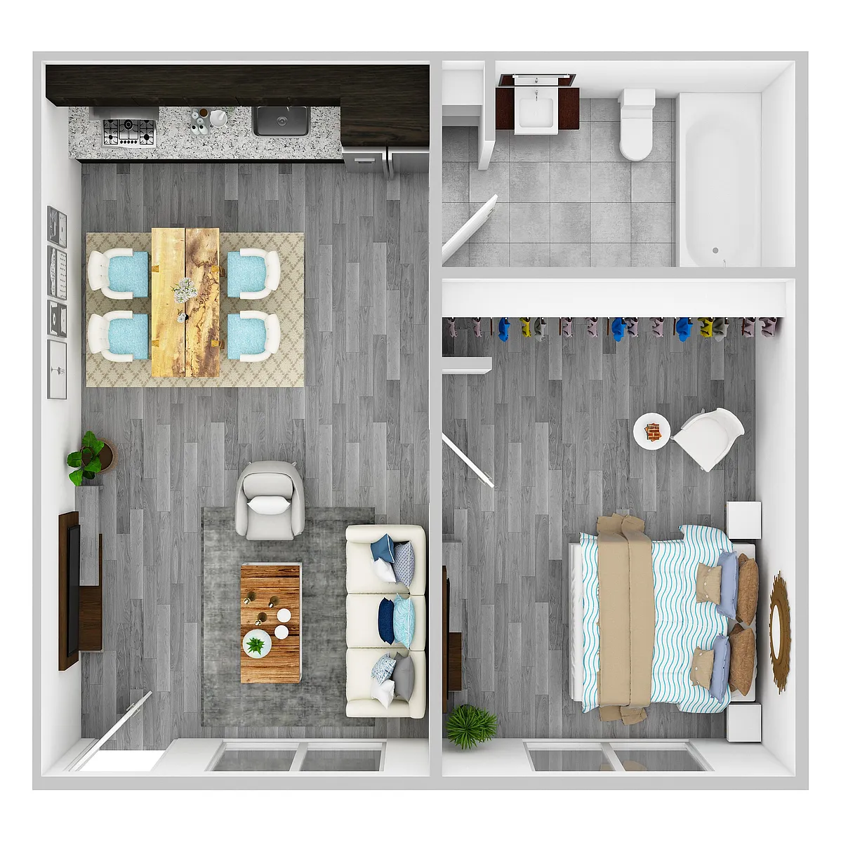 Floor plan 1 Bedroom 1 Bathroom Renovated