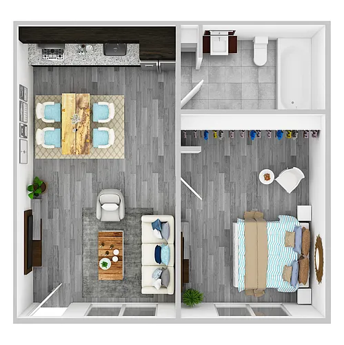 Floor plan 1 Bedroom 1 Bathroom Renovated