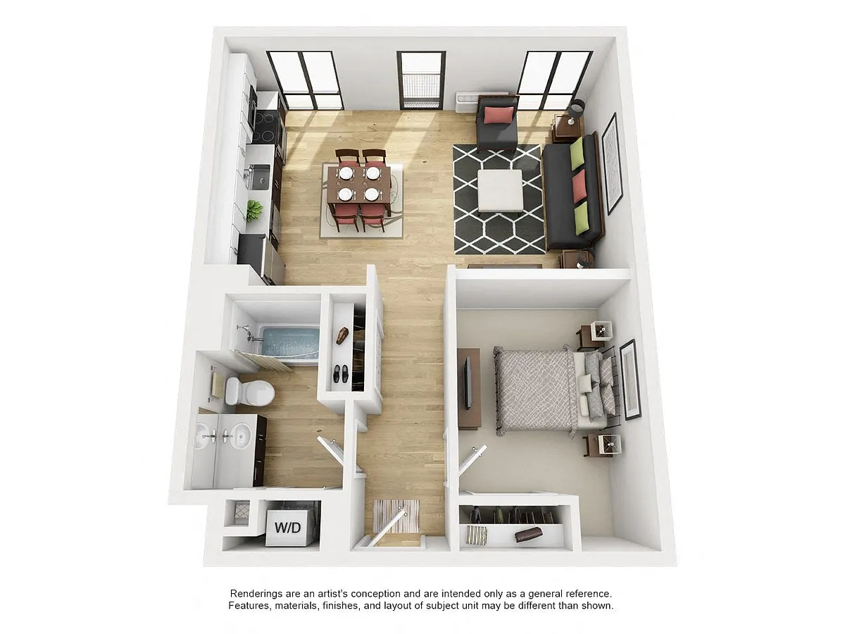 Floor plan 1 Bed 1 Bath D