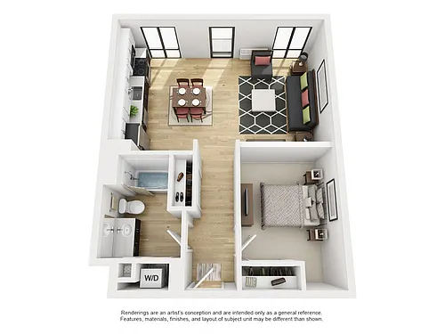 Floor plan 1 Bed 1 Bath D
