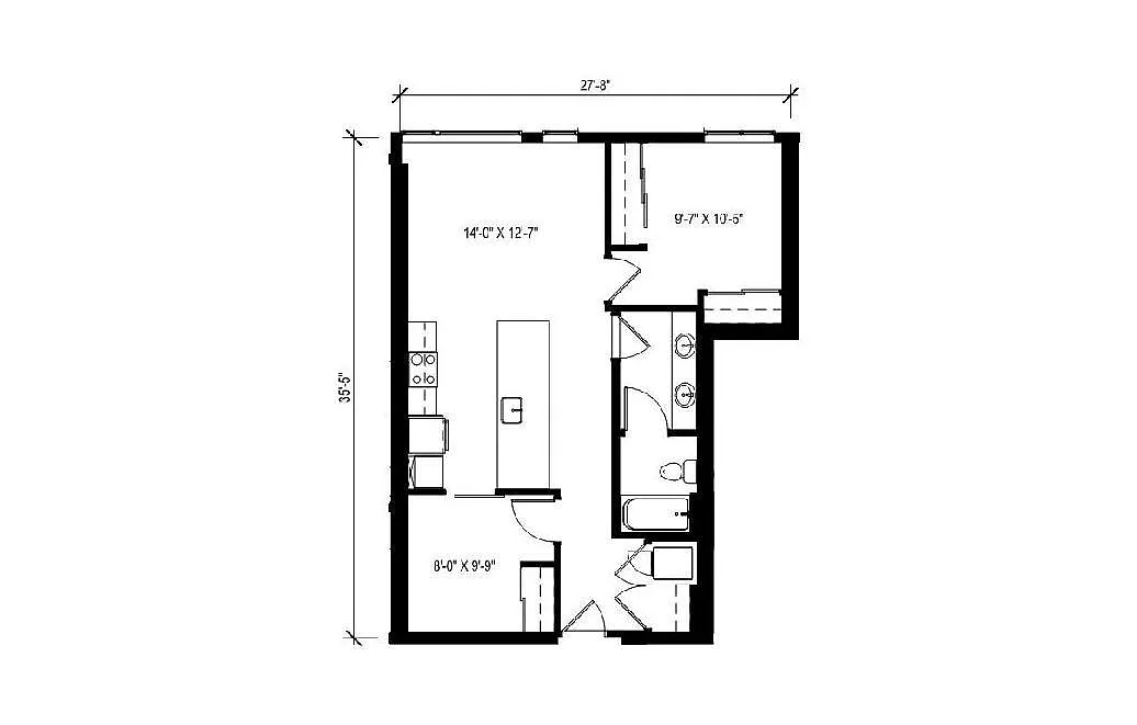 Floor plan 1 Bedroom - A16