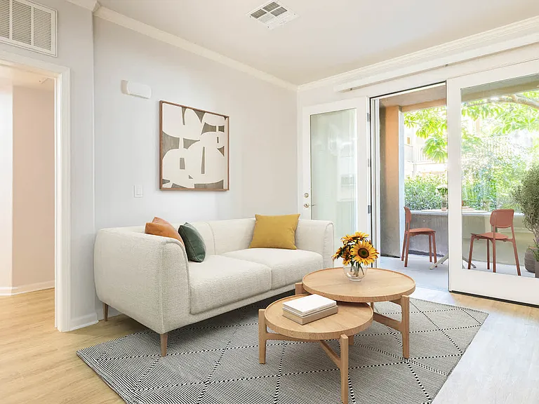 Living Room with Patio and Hard Surface Flooring