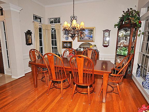 The dining room greets you on the left.