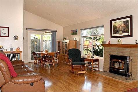 Note the wood-burning fireplace insert.