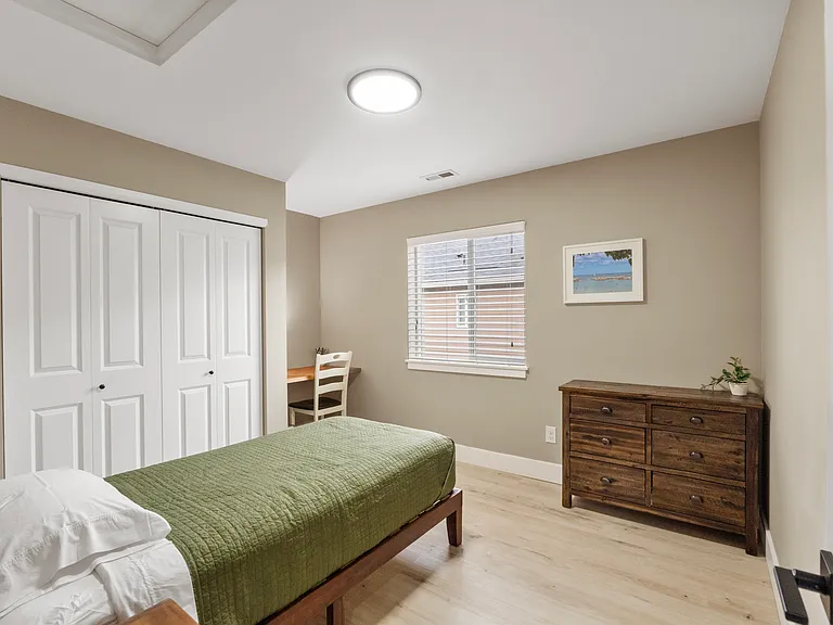 Twin bed with built in desk area