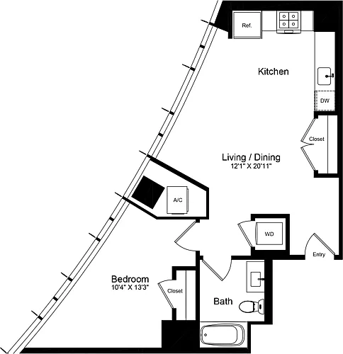 Floor plan 1 Bedroom Q