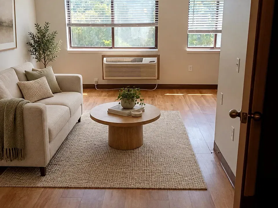Staged studio preview from the property website. Furnishings are illustrative; layouts, features and finishes vary by apartment.