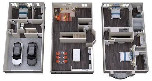 Floor plan 3 Bedroom 3.5 Bathrooms (hab-3M)
