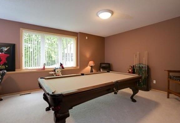 Billiard room in lower level.