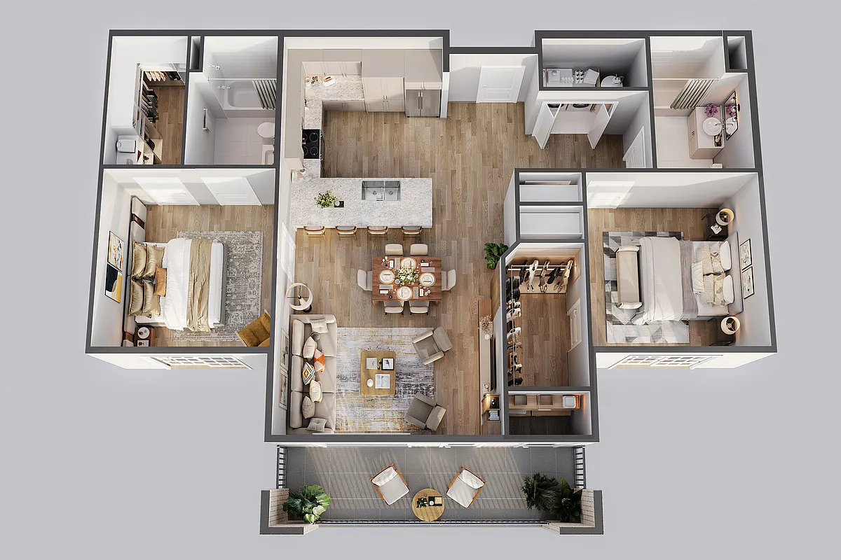 Floor plan 2 Bed 1072sf