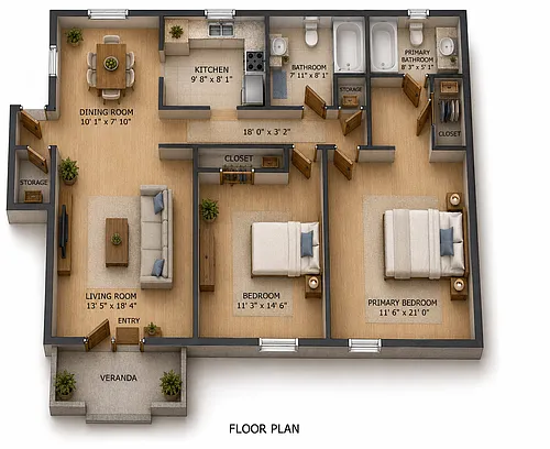 Floor plan 2br 1ba 1024 sq ft