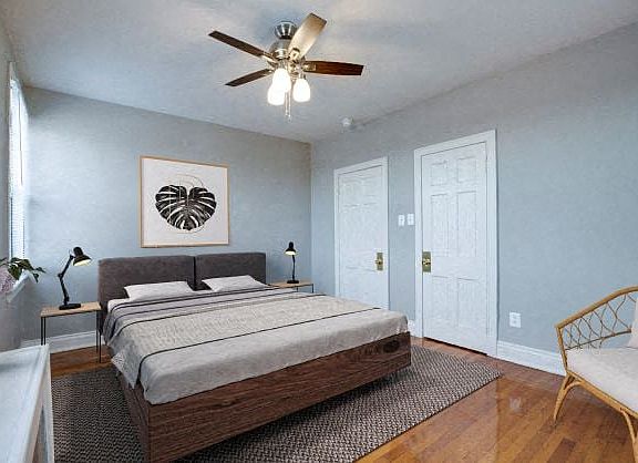 One-bedroom bedroom (virtually staged)