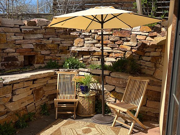 The sun filled patio is great for your morning beverage of choice.