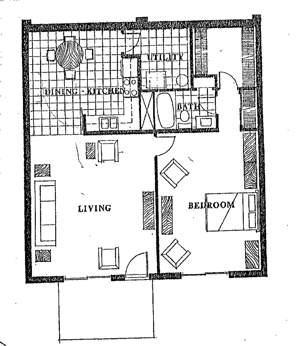 Floor plan 1 Bedroom Garden - Mapleview II B