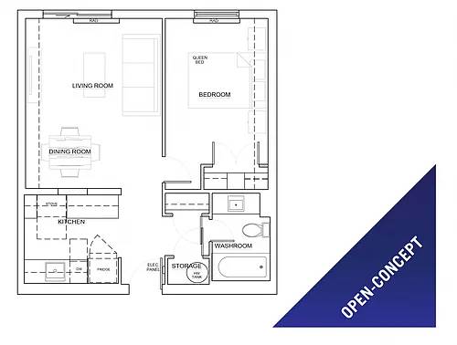 Floor plan 1 Bed 1 Bath D 49 Leaside