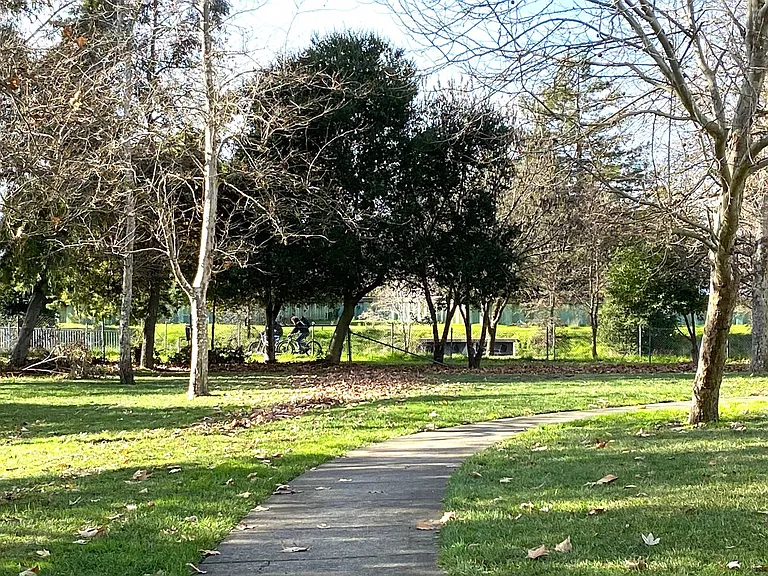 Lynch Creek Trail Park, one block away with special fenced-in DOG PARK