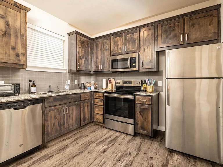 Fully stocked kitchen - Pour over coffee maker with electric tea kettle and ice maker.