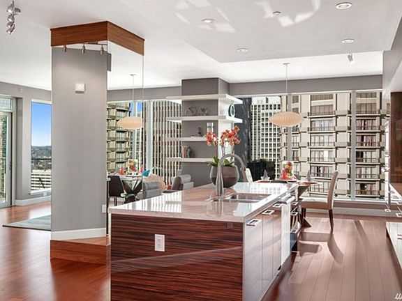 Looking into kitchen and dining