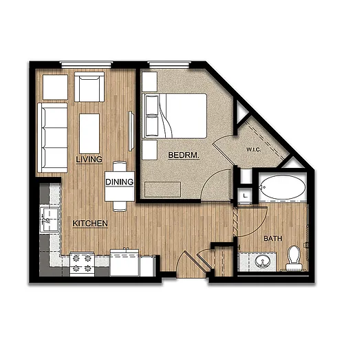 Floor plan 1 Bedroom 1 Bathroom