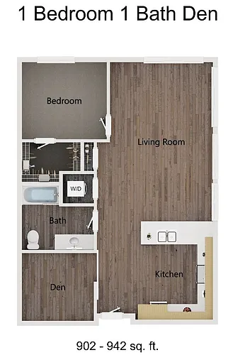 Floor plan 1 Bedroom 1 Bath Den