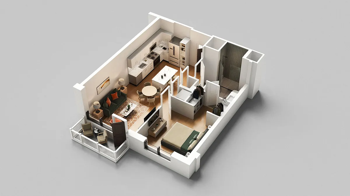 Floor plan A1A One Bedroom One Bathroom