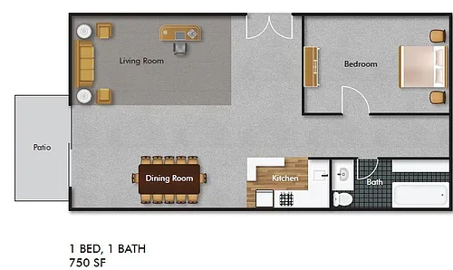 Floor plan 1 Bedroom - A2 Upper Level