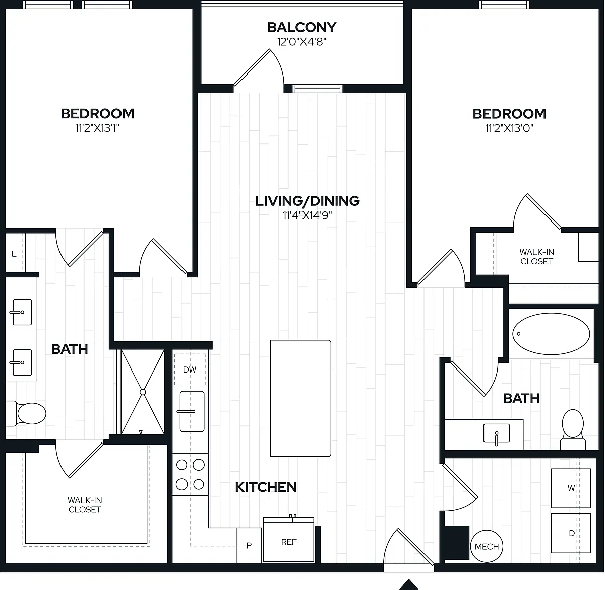 Floor plan 2 Bed/2 Bath-B1