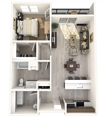 Floor plan 1 Bedroom 1 Bath B