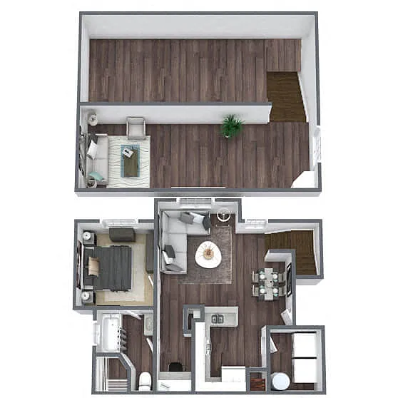 Floor plan A3: 1 Bed 1 Bath + L