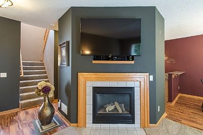 Gas fireplace is the focal point of the living room.