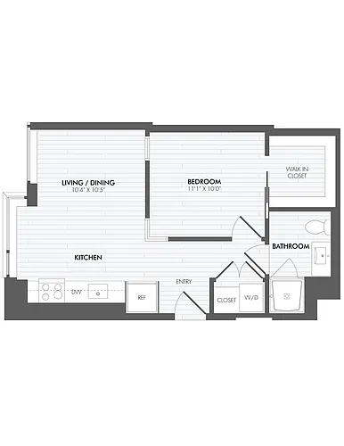Floor plan JR 1 Bed/1 Bath-A3