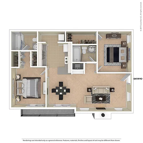 Floor plan Two Bedroom with Two Bath L2